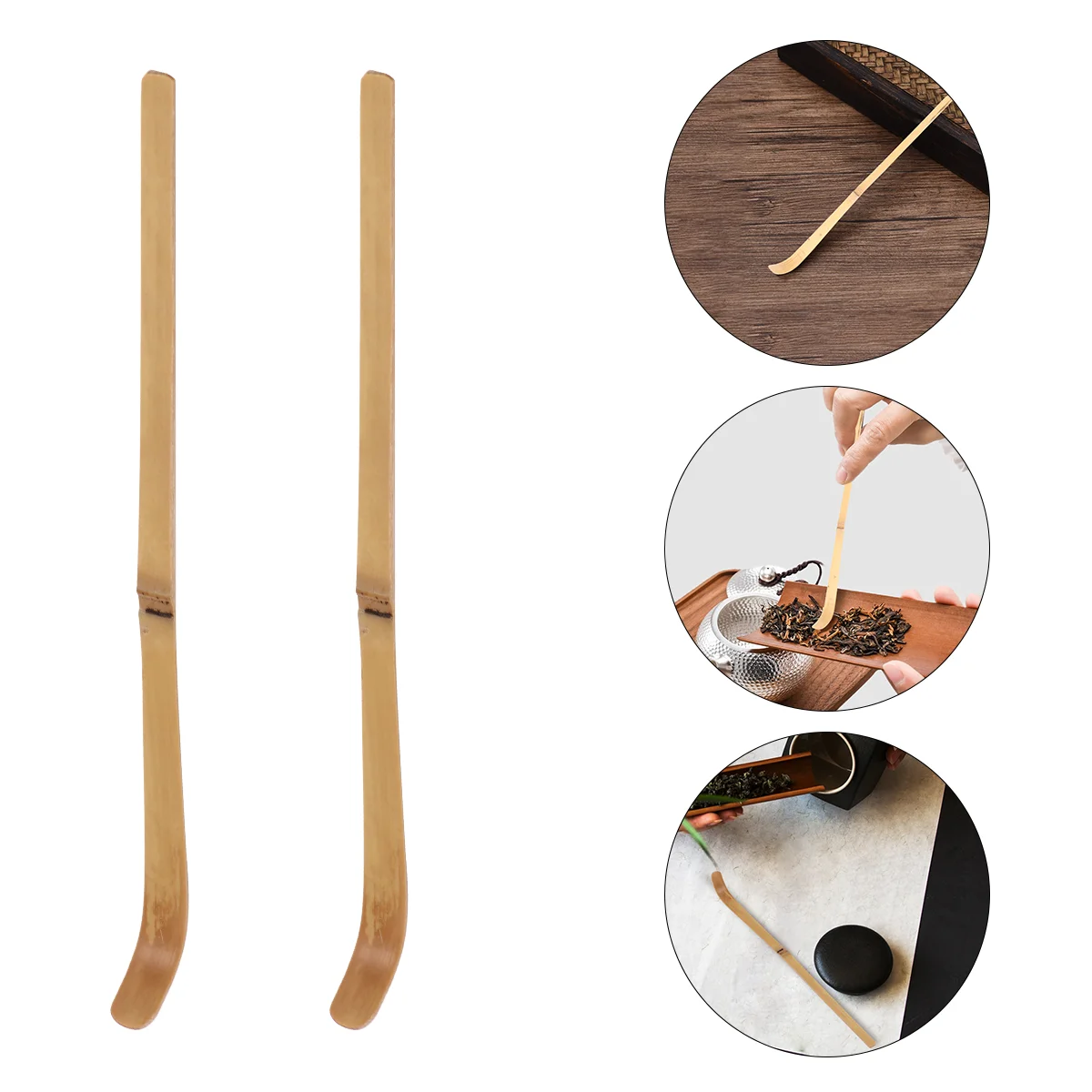 

2 pcs Bamboo Tea Scoop Green Matcha Portable Measuring Shovel Household Tool Simple Design Easy Clean