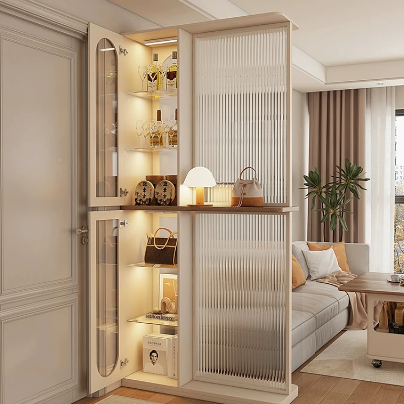 solid wood high-end staircase entrance,  Changhong glass partition, and  entrance blocks  feng shui screen.