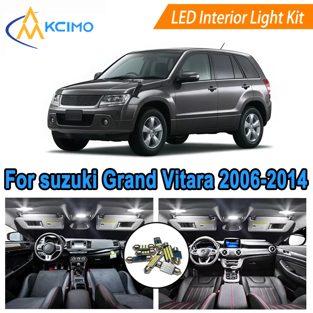 

LED Kit Interior Lights For Suzuki Grand Vitara Escudo 2006-2014 Dome Map Lights Bright White/ Blue Easy Fit Interior Bulb Set