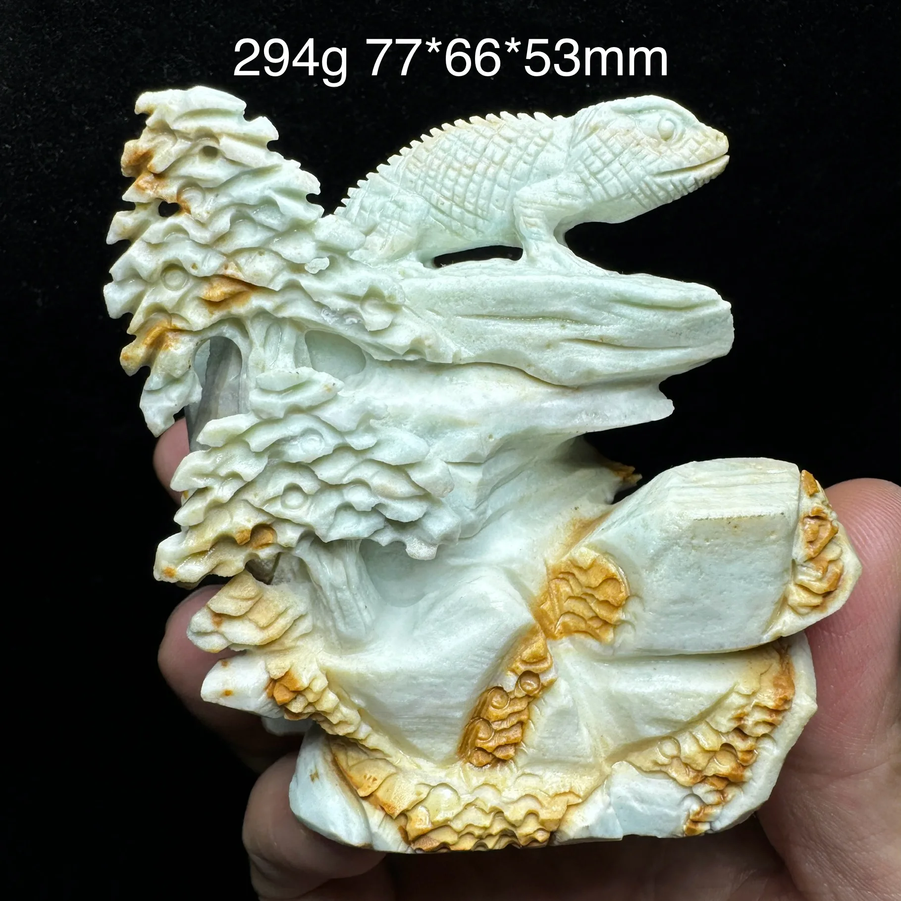 

294g Natural Unpolished Hand Carved Amazonite Lizard Quartz Rock Healing Stone Home Decor