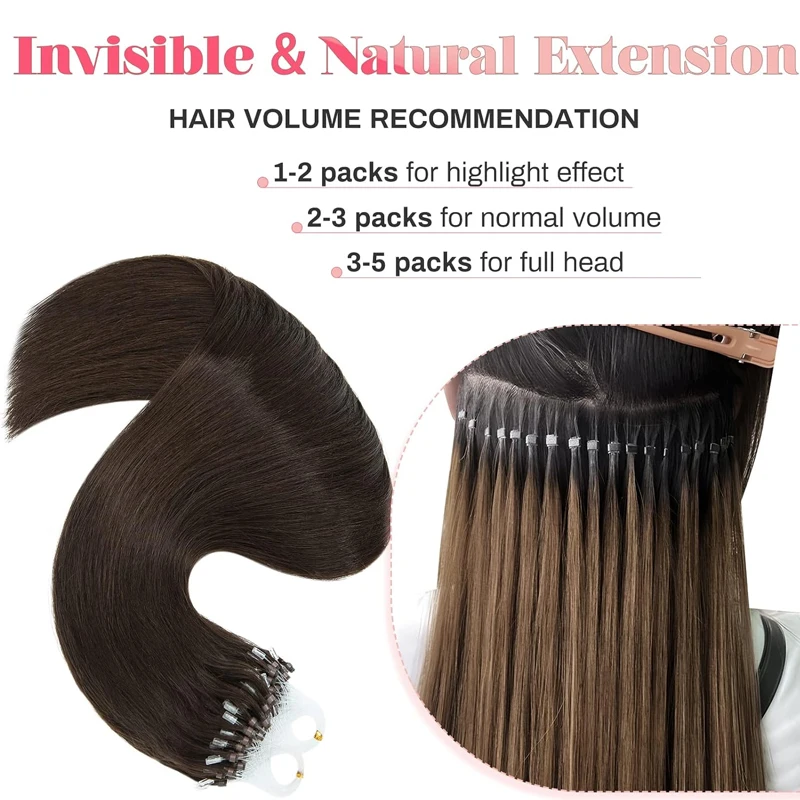 Rechte Micro-Lus Human Hair Extensions 12 "-26" 50 Stuks Vislijn Braziliaanse Remy Hair Micro Link Onzichtbare Natuurlijke Extensions