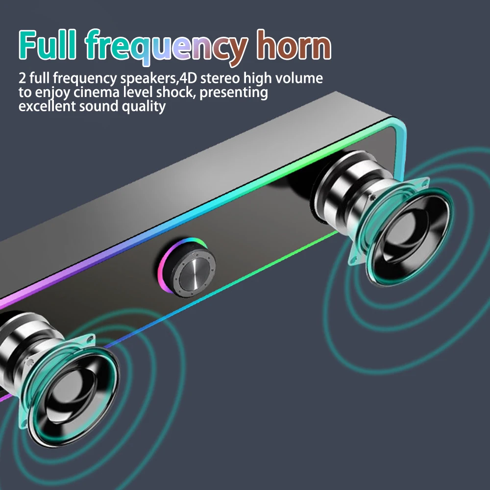 Bluetooth Speaker 4D Surround Soundbar Wired Computer Speakers Stereo Subwoofer Sound Bar for Laptop PC Theater TV Aux 3.5mm