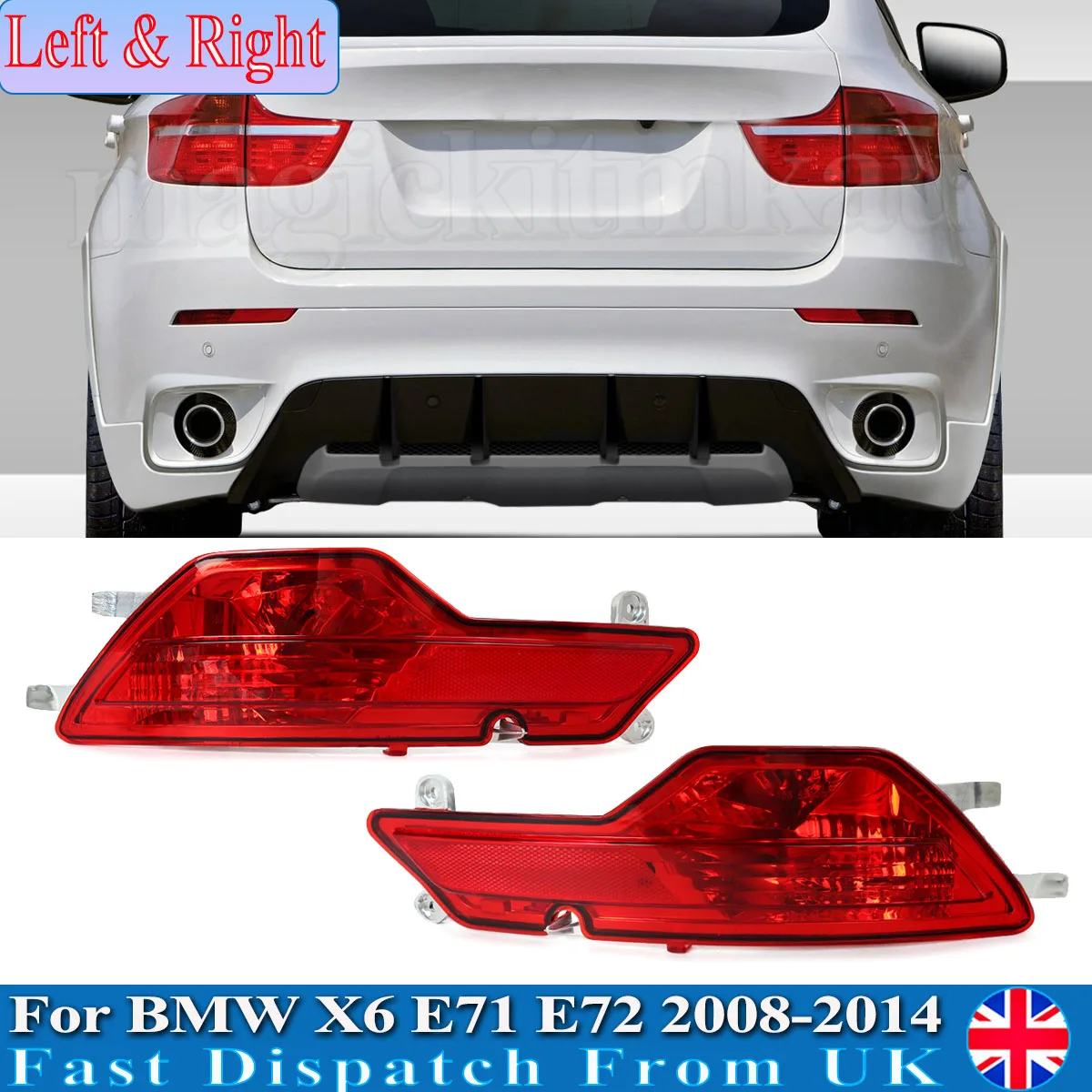 

Rear Bumper Fog Light Reflector For BMW X6 E71 E72 2008 2009 2010 2011 2012 2013 2014 Tail Fog Lamp Red direct replacement