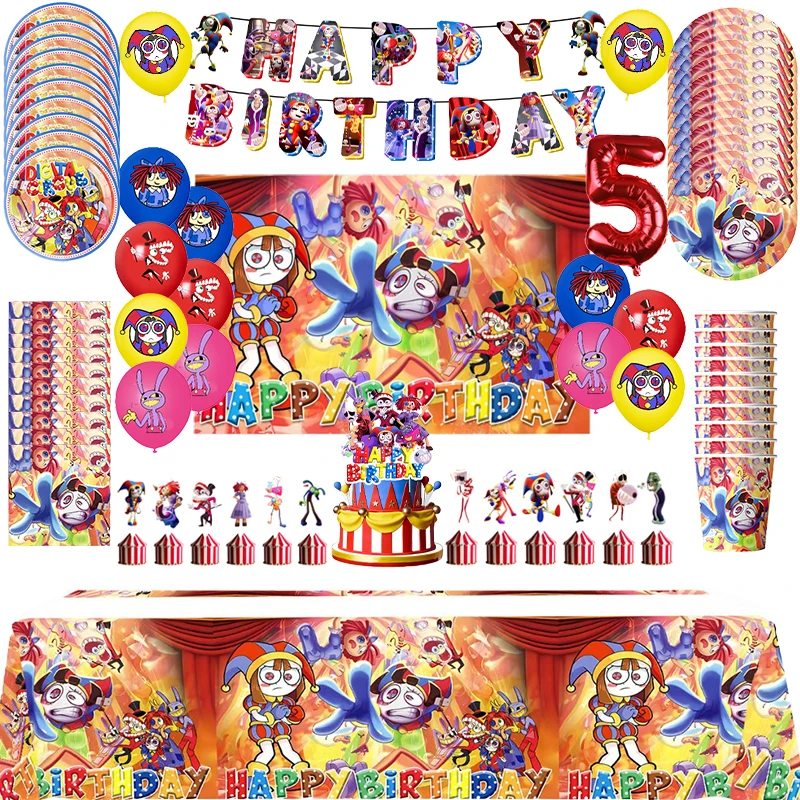 

The Amazing Digital Circus Birthday Party Decoration Balloon Backdrop Cake Topper According Options Birthday Party Supplies