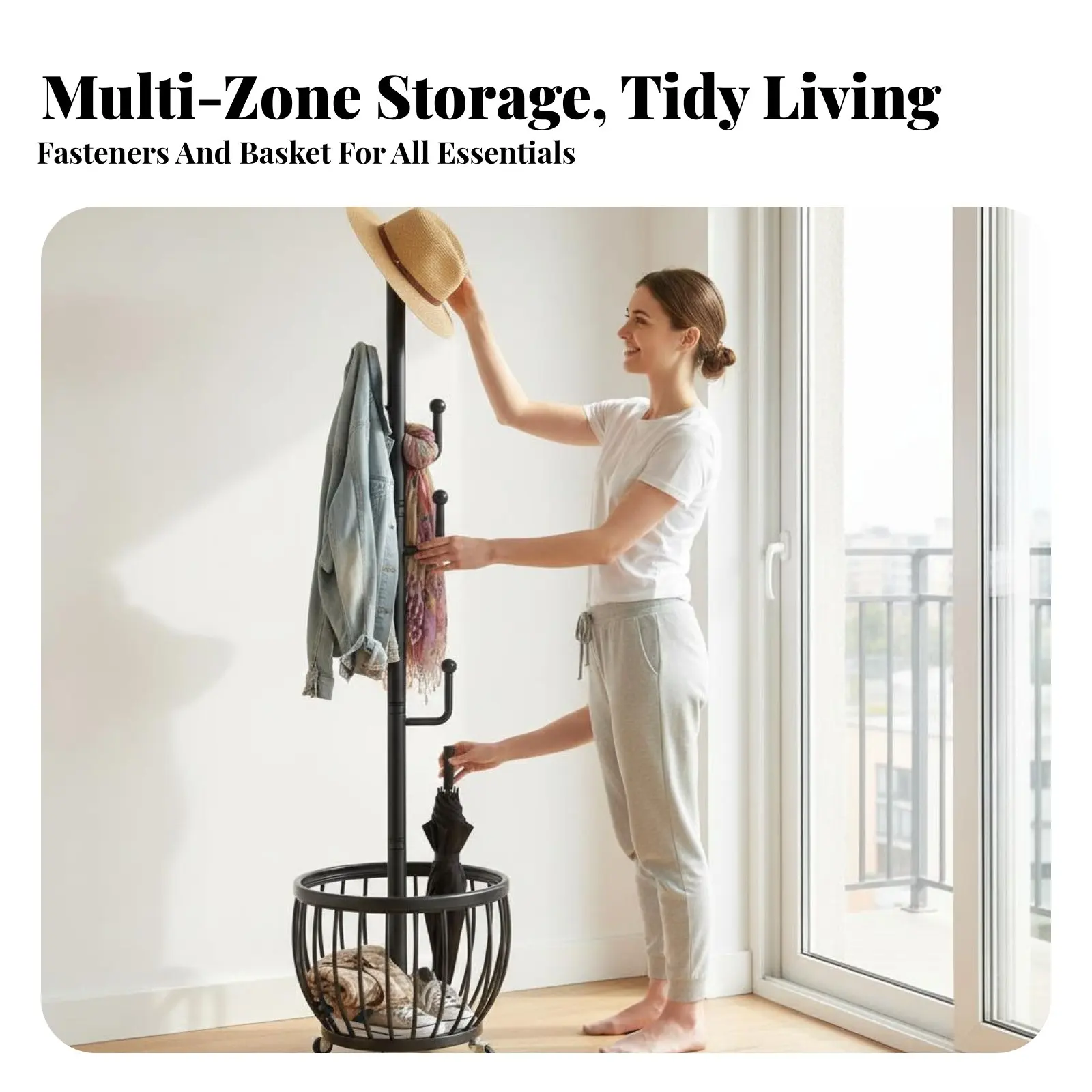 

Передвижная вешалка для одежды с полками, напольная, на колесиках, с нижней полкой, легко перемещаемая, минималистичный дизайн для спальни