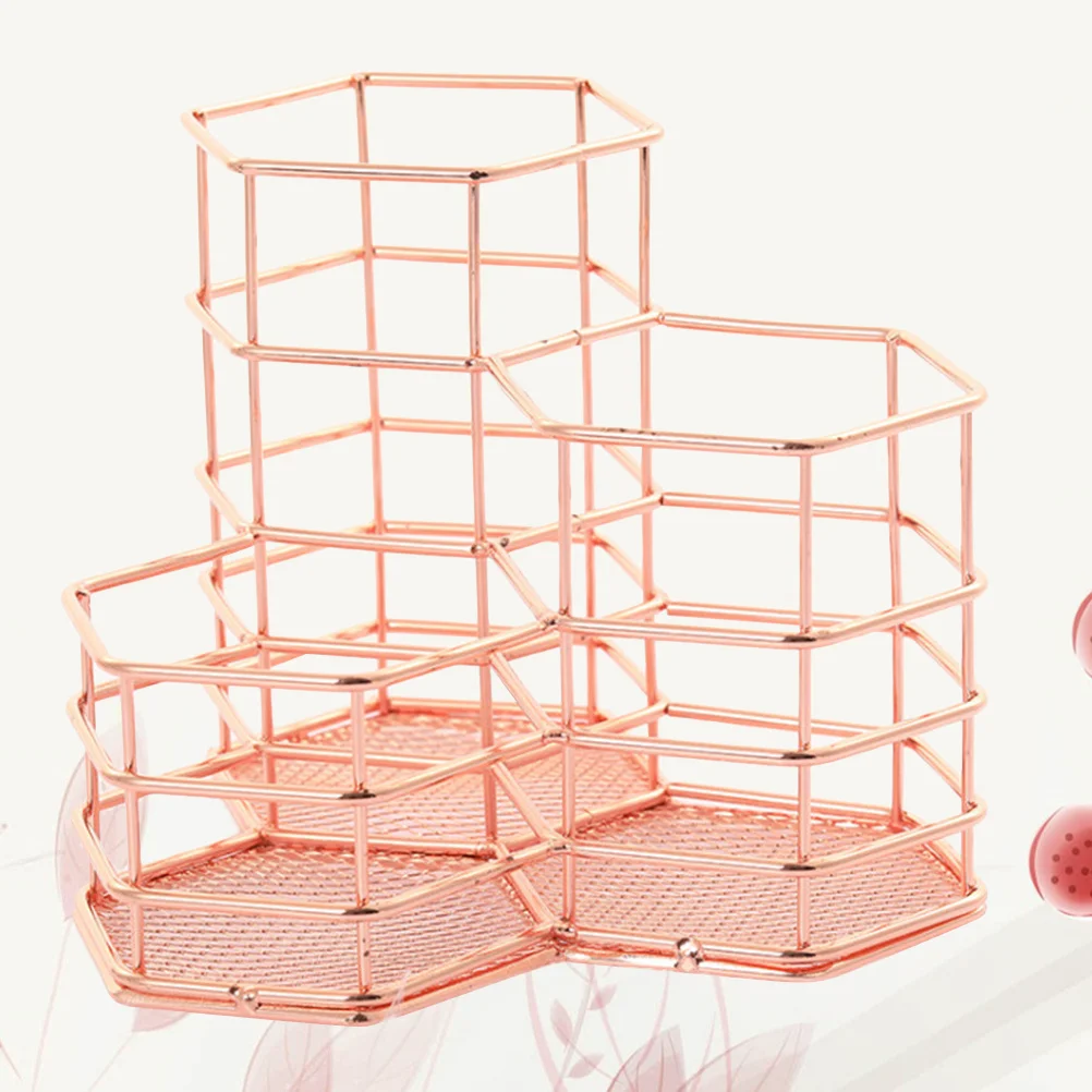 Złoty pojemnik na pędzle do makijażu, organizer na długopisy, artykuły piśmiennicze, akcesoria na biurko, materiały do pisania, dekoracja stołu