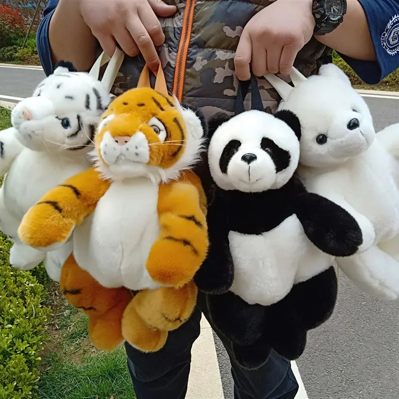 Simulation Animal Plush Backpack Cute Backpack Elephant Tiger Polar Bear Lion Leopard Panda Giraffe Polar Bear Girls Backpack