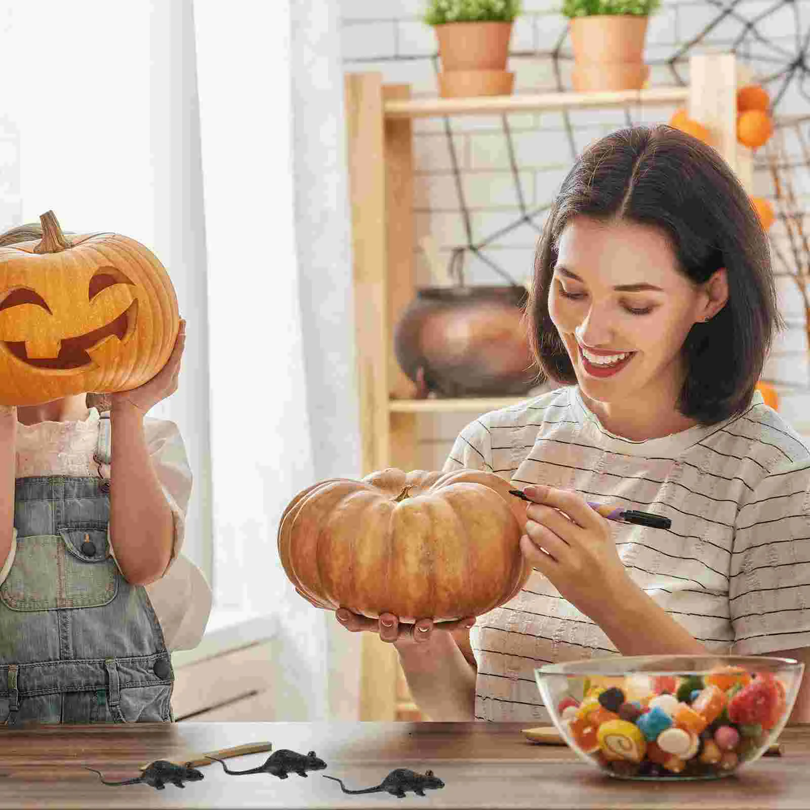 10 Pcs Realistic Mouse Toy Tricky Props Fake Eye-catching Decor Halloween Rat Decorations