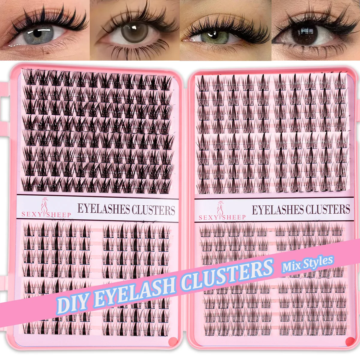 Wimpern-Cluster-Set: Gemischte Wimpern-Cluster, Wispy Einzelwimpern, Manga-Natürlich-Look DIY Wimpernverlängerungen für Make-up
