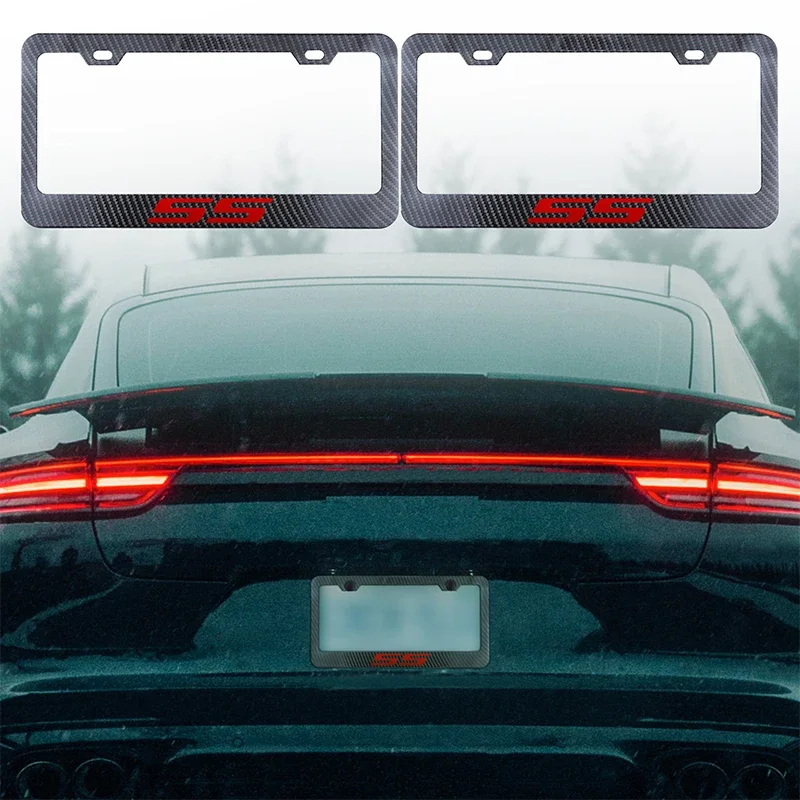 2PCS New Carbon Fiber License Plate Frame Exquisitely Crafted with 2 Holes for American Standard Car License Plate Frame