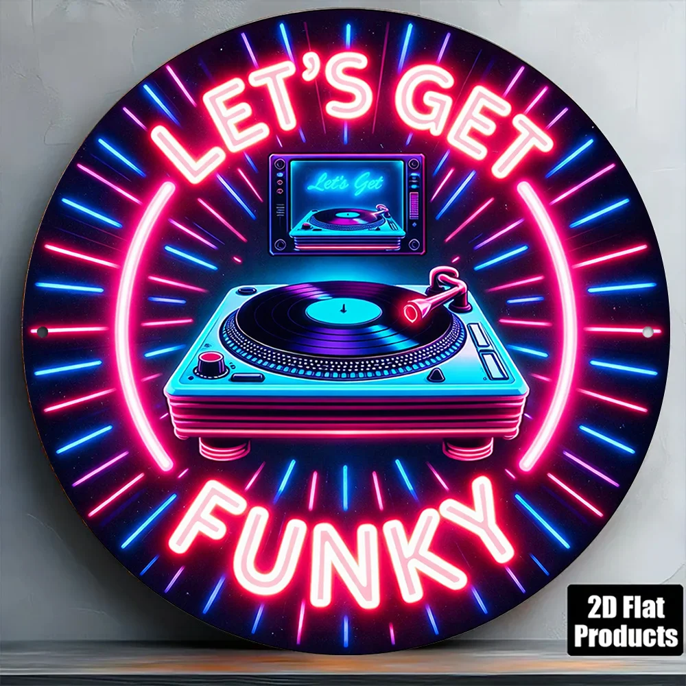 CIFBUY Retro DJ Turntable Aluminum Wall Art Waterproof Durable Music Party Decor for Bar Cafe Game Room