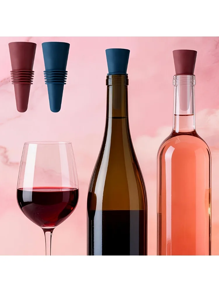 2PCS Wine Cork Beverage Bottle Seal Soft Silicone Wine Cork with Grip Top for Keeping Wine Champagne Fresh - Detail 1