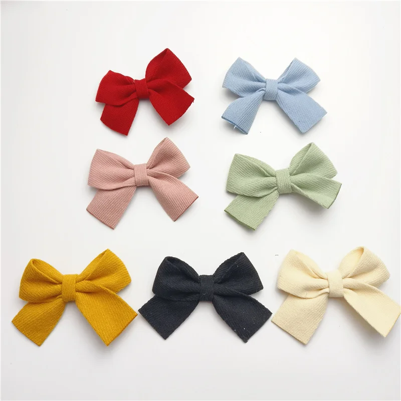 18 pz 7 x5.5cm tessuto Bowknot Applique per fai da te bambino Clip di capelli cappello copricapo artigianato patch Decor ornamento accessori di