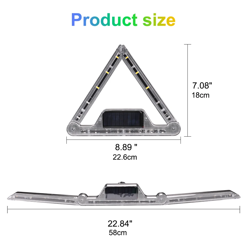 MKS-54698 Foldable Car Emergency Breakdown Stop Sign Solar-Powered Triangle Warning Light Reflector Portable Flashing Alarm Lamp