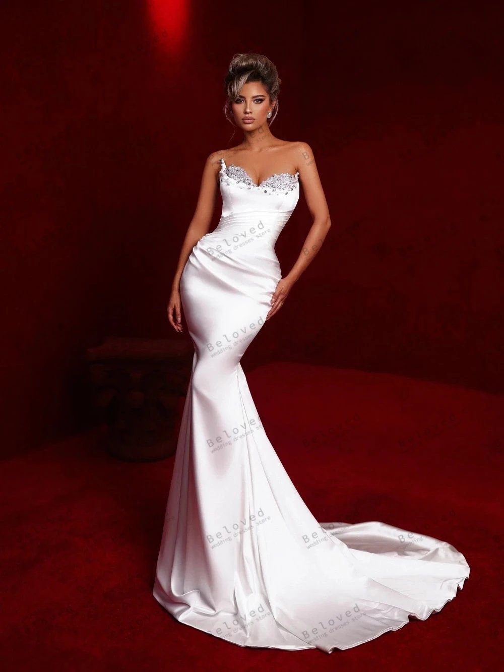Exquisite Women's Wedding Dresses Modern Bridal Gowns Satin Robes Pearl Decoration Glamorous Vestidos De Novia Customized 2026