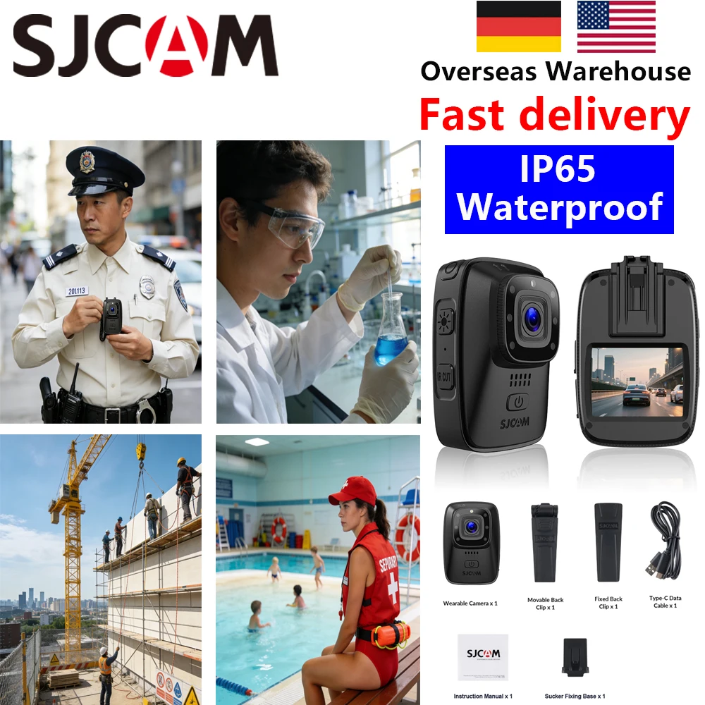 

SJCAM A10 Body Camera IP65 Waterproof HD Wearable Camera with Infrared Night Vision Audio Video Loop Recording Monitor Lifeguard