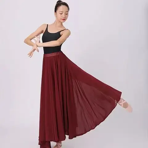 Gonna in chiffon da 720 gradi Balletto Pancia Danza di flamenco Donna Gonne lunghe con lacci Ballerino Pratica Indossare Gonna da danza classica moderna