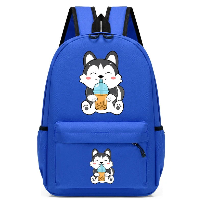 Mochila escolar de dibujos animados para niños, bolso de hombro, Chibi, Kawaii, Husky, nueva tendencia