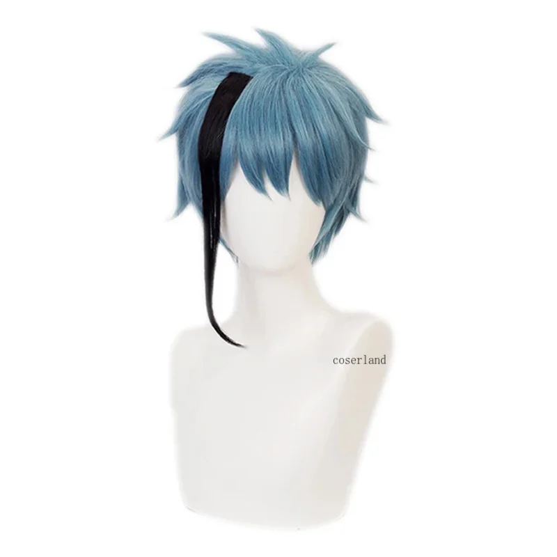 الملتوية العجائب شعر مستعار تأثيري فلويد علقة اليشم علقة زي شعر مستعار الرجال هالوين كرنفال قصير الأزرق شعر مستعار موضة غطاء شعر مستعار مجاني