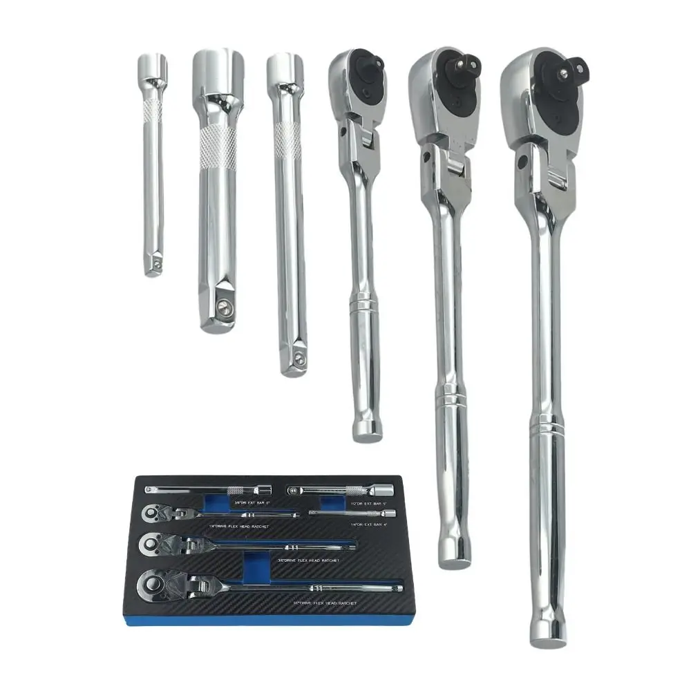 72 Tooth Flex Head Ratchet Set 180° Rubber Grip Swivel Head Ratchet Wrench Flex Head Design Adjustable Adjustable Ratchet Wrench