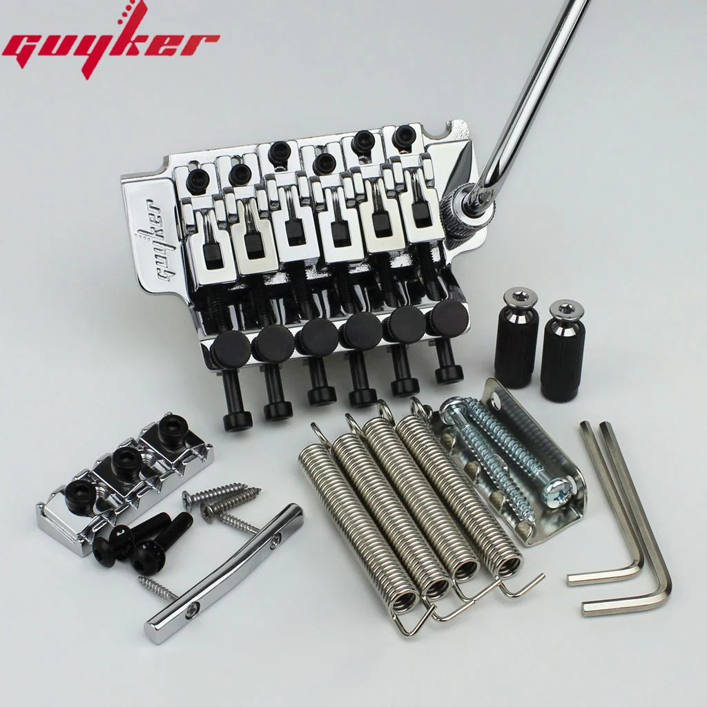 1 Set GUYKER 6 String Tremolo Bridge Double Locking System Bridge Brass Base Block Length 34mm