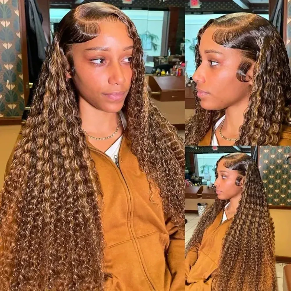 

P4/27 Highlight Deep Wave Hair Wig 13x4 13x6 Lace Frontal Wig 100% Brazilian Human Hair Wig Pre Plucked For Women