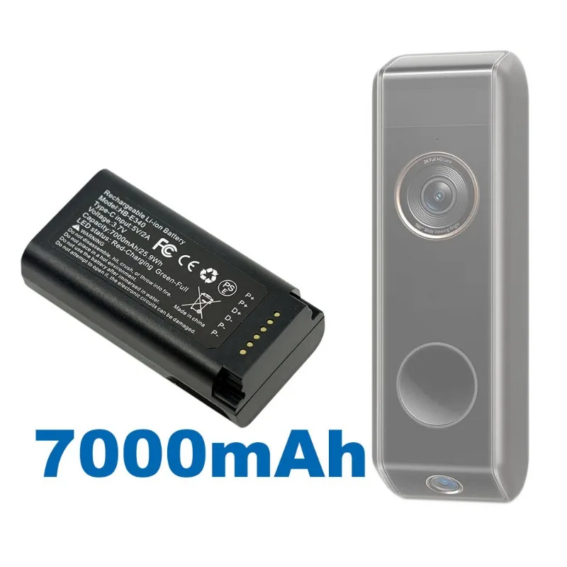 Bateria recarregável HB-E340 7000mAh 3.7V para campainha de vídeo E340 Bateria recarregável