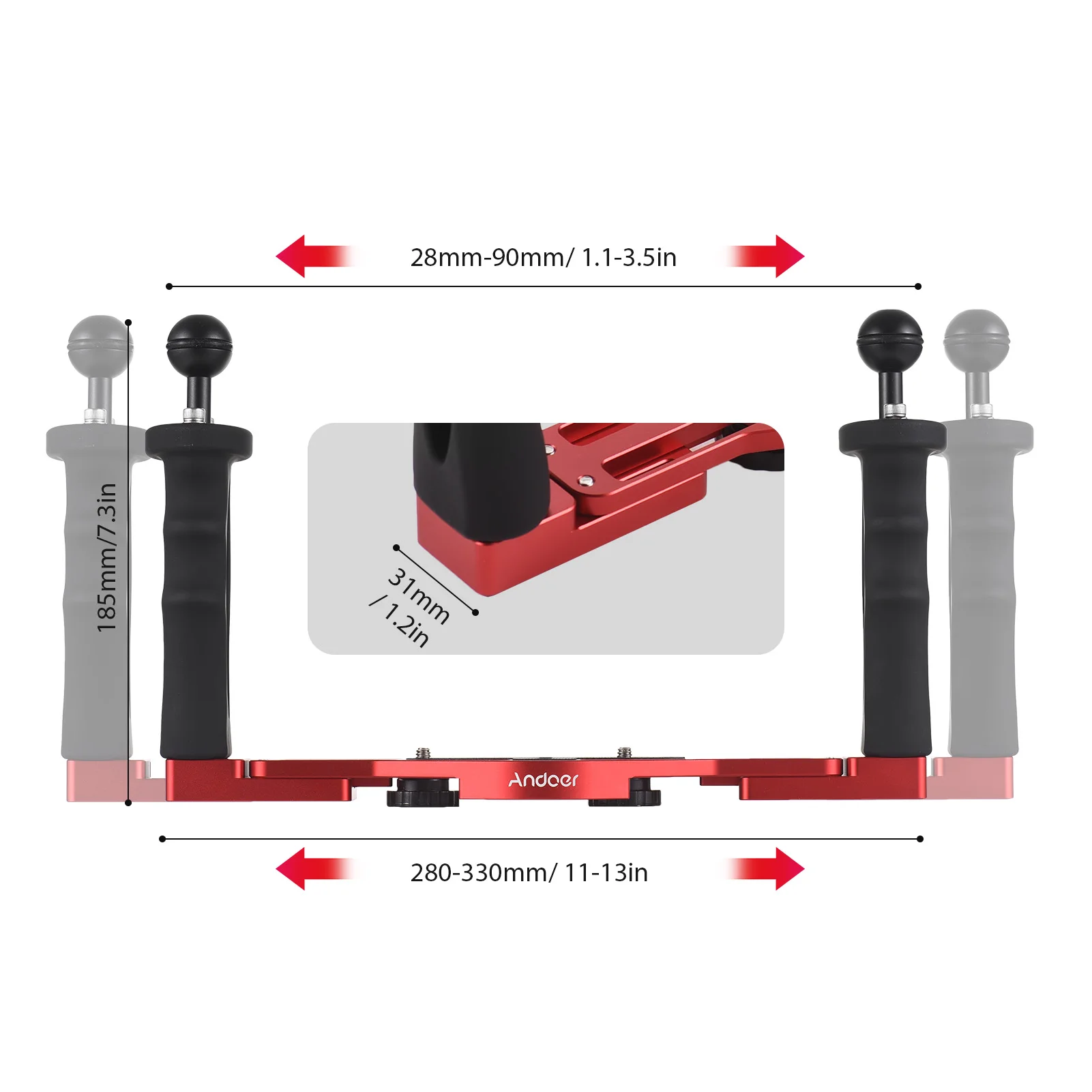 Dual Handle Camera Diving Rig Handheld Waterproof Underwater Tray Stabilizer Housing Bracket for GoPro Canon Sony Nikon DSLR