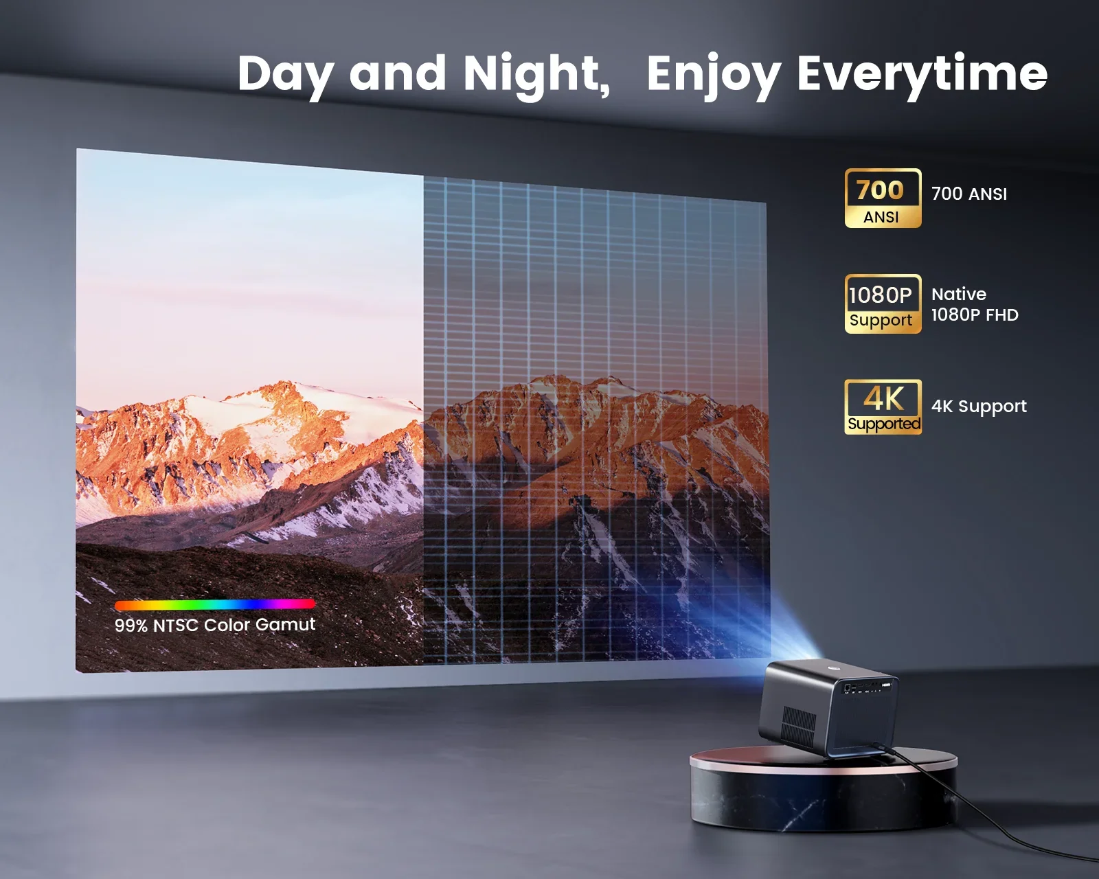 Projecteur intelligent de cinéma maison, Full HD, 700ANSI natif, 1080P, mise au point automatique, budgétaire de cinéma en plein air