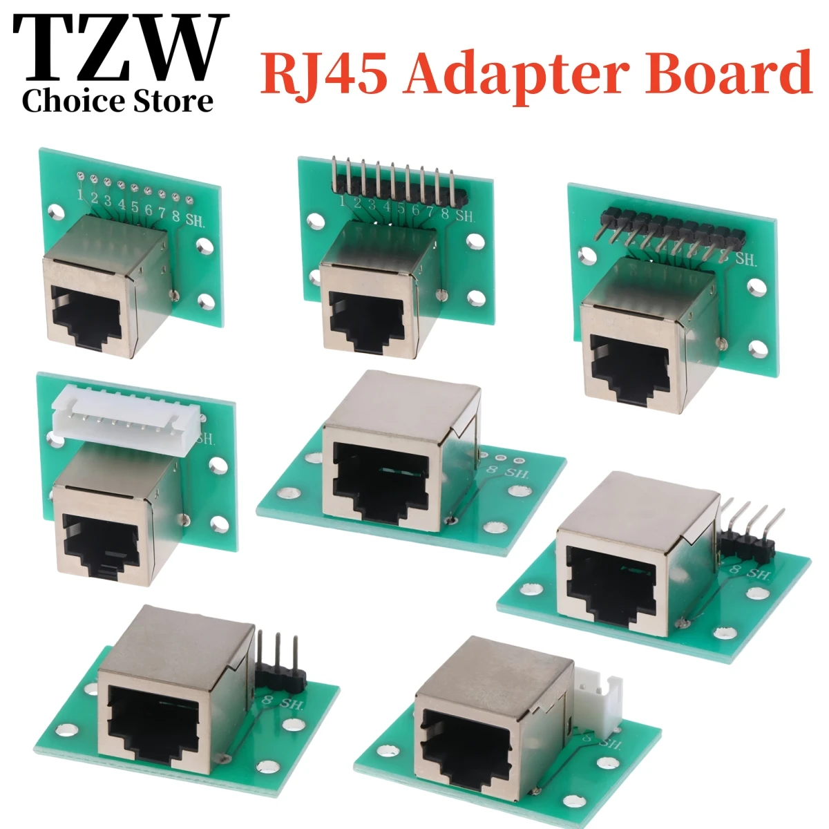 TZW 1Pcs RJ45 Adapter Board To XH2.54 Modular Ethernet Connector Adapter Network Interface + Breakout Board + Pin Header