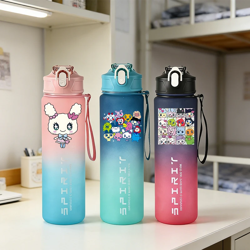 

800ML Tamagotchi Boy Girl Water Bottle Cartoon Cute Water Cup Student Large Capacity Drinking Bottle Kid Portable Sport Cup Gift