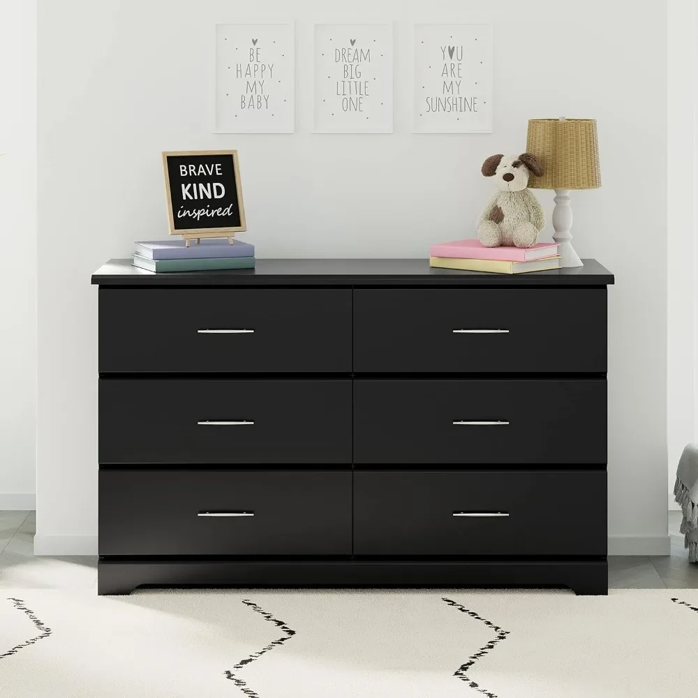 

Brookside 6 Drawer Double Dresser (Black) – GREENGUARD Gold Certified, For Nursery, Kids Organizer, Chest of Drawers