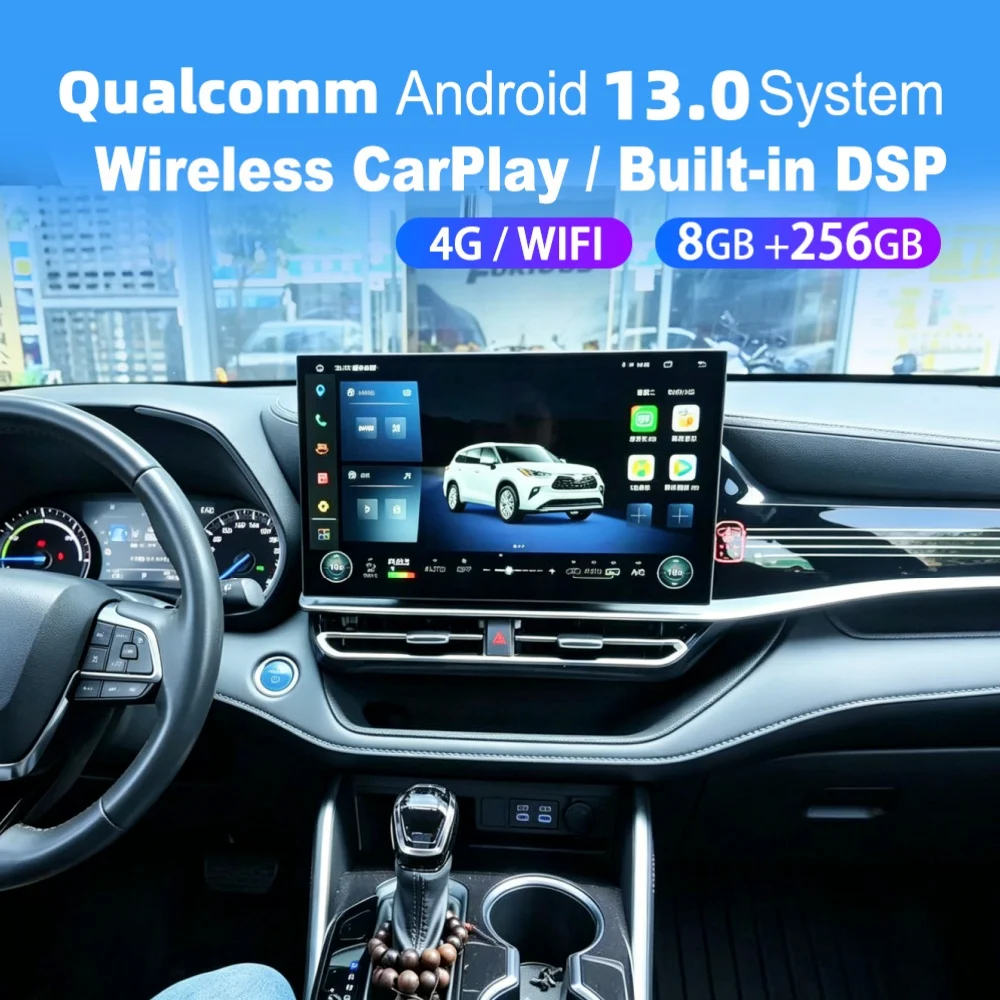 15.8“ Qualcomm Carplay Android Car Multimedia Automotive For Toyota Highlander Crown Kluger 2022~2025 GPS Car Radio Head Unit