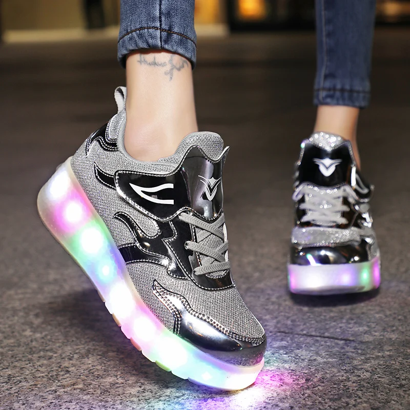 Children's Roller Skates 2 Wheels Shoes Glowing Lighted Led Boys Girls Kids Fashion Luminous Sports Boots Casual Sneakers