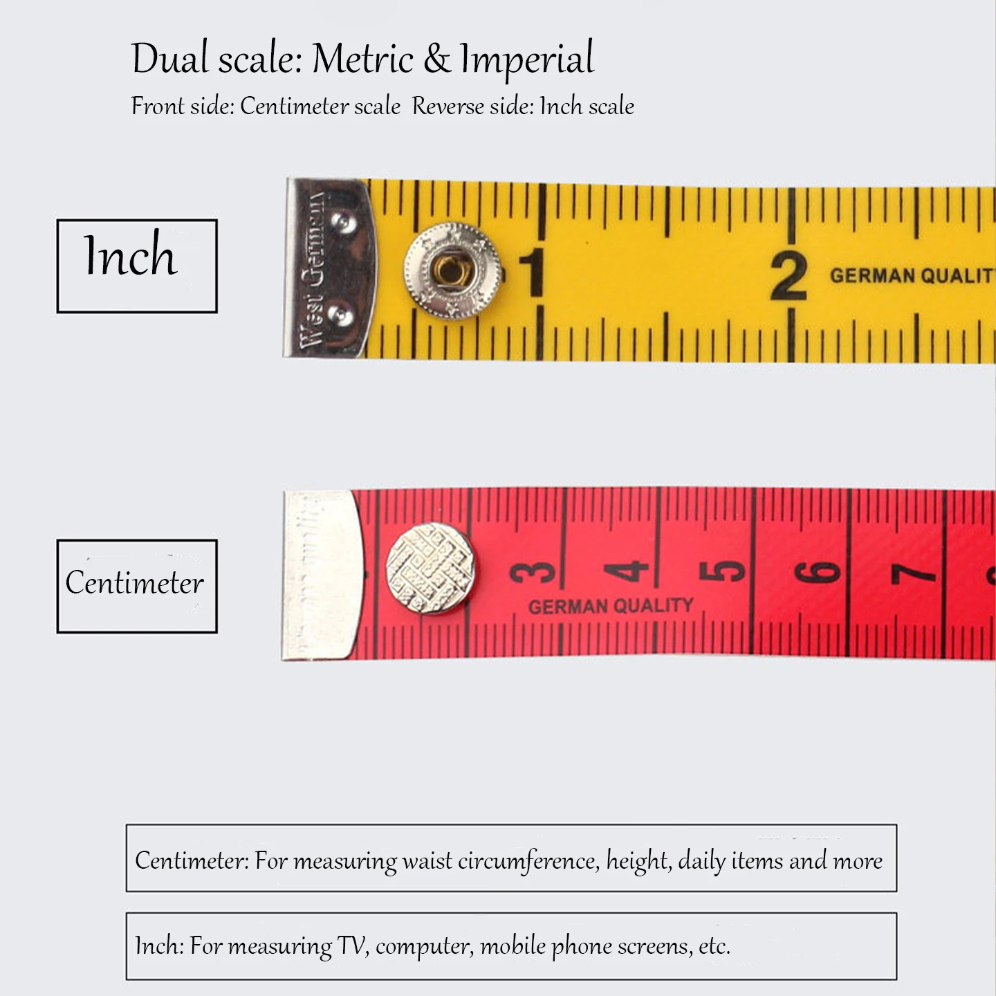Colorful 1.5M Dual Scale Soft Tape Measure with Metal Button for Sewing Tailoring Body Measuring Ruler Scale forTailor Craft DIY view 6