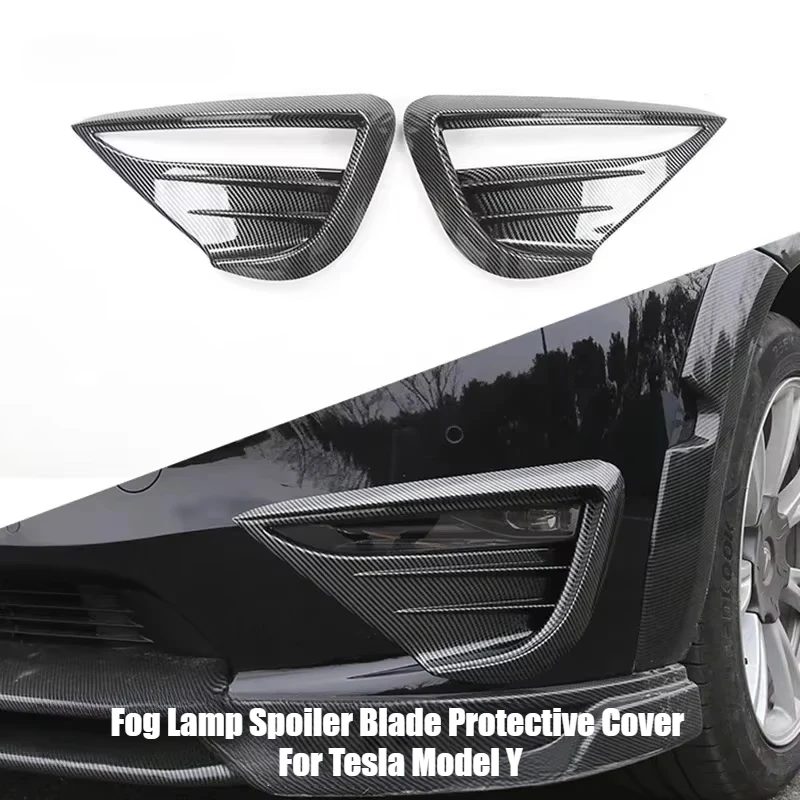 2PCS Fog Lamp Spoiler Blade Protective Cover for Tesla Model Y ABS Decoration Sticker Woof Tooth Wind Knife Car Accessories