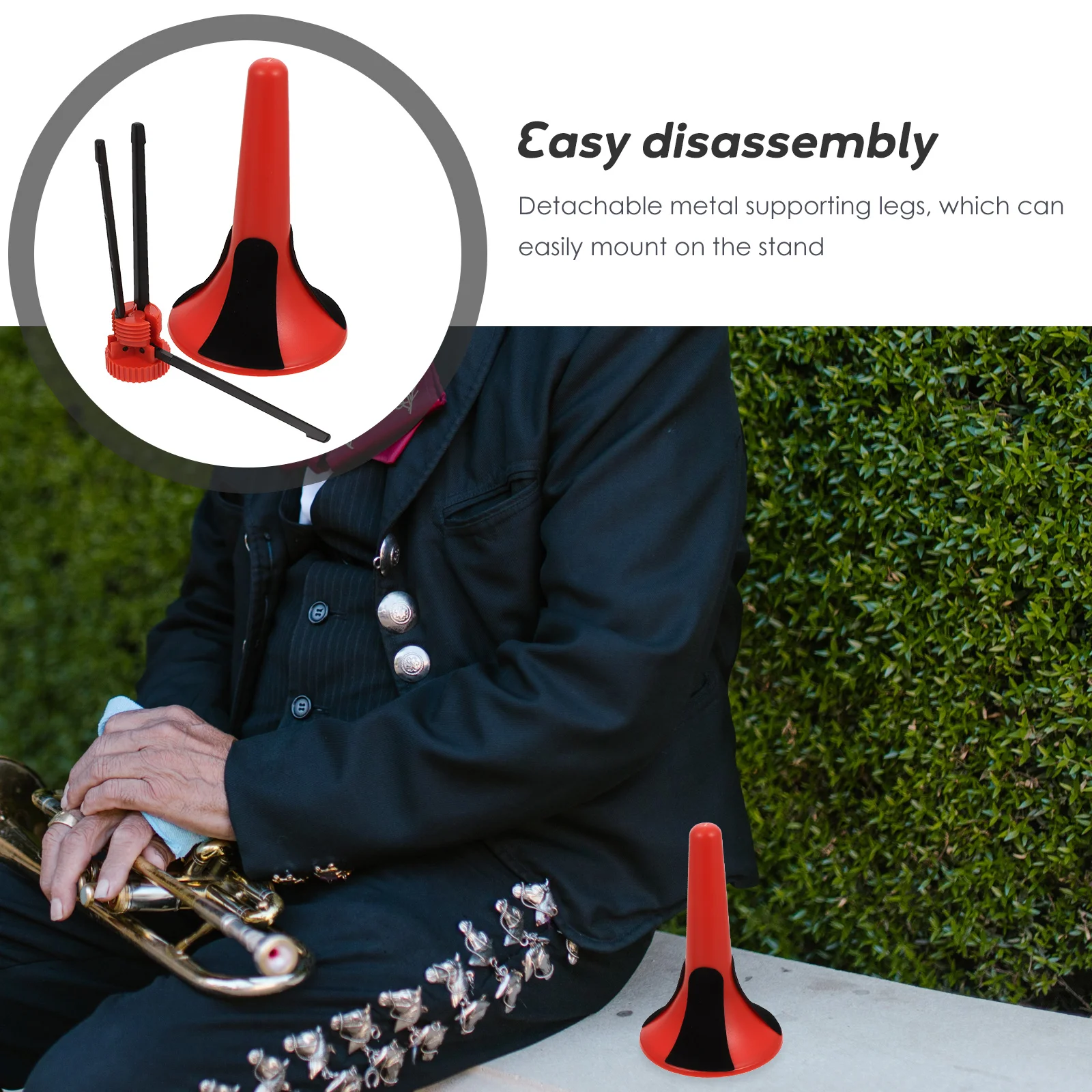 

Trumpet Holder Stand with Detachable Foldable Metal Tripod for Trumpet Wind Instrument Accessories (Red)