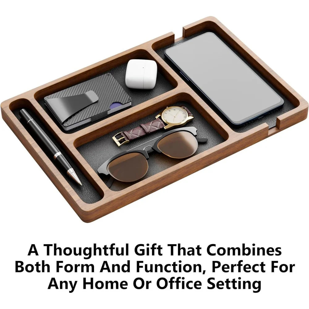 

Wooden Desktop Storage Organization Box with Compartments for Glasses Mobile Phone Earphones and Sundries Solid Wood Storage Box