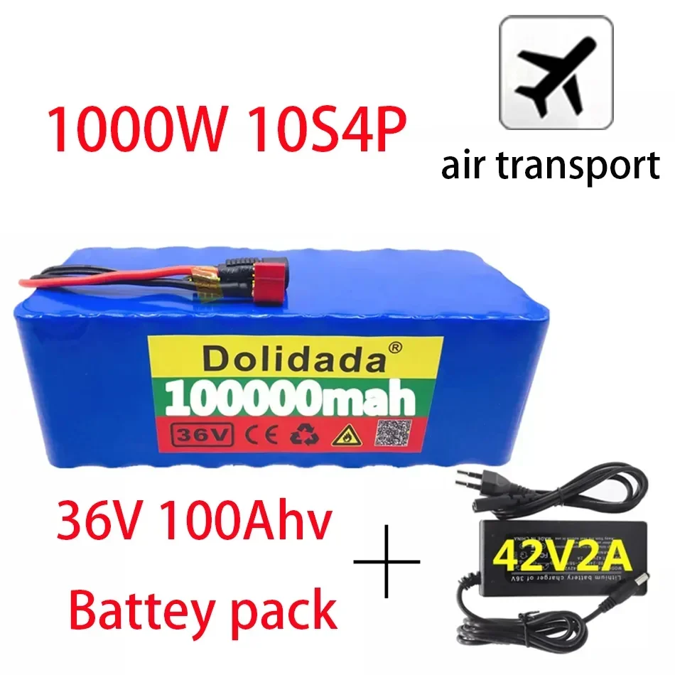 

Original 36V Battery 10S4P 100Ah Battery Pack 1000W High Power Battery 42V 100000mAh Ebike Electric Bike BMS+42V2A Charger