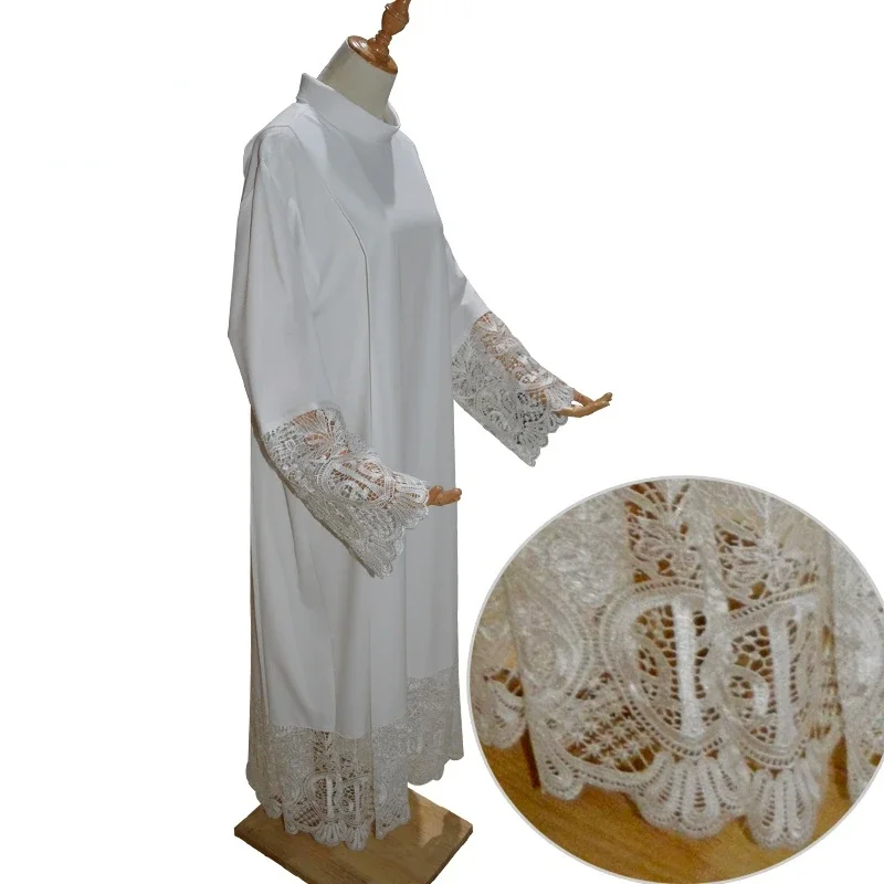 Catholic Church Priest Seminarian Costume Linen Surplice ALB Cassock Lace Liturgical Alb Cottas Vestment Clerical Clothing