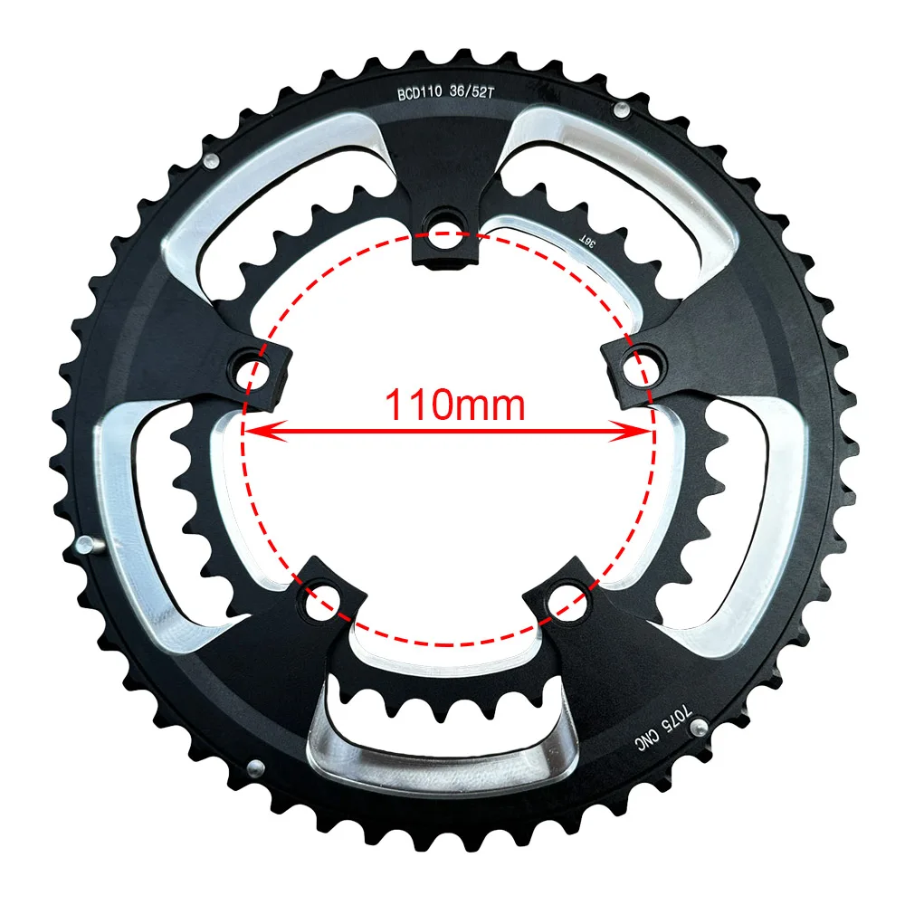 36T 52T 110 BCD Rennrad Kettenblatt 52 Gang Doppelkettenblatt Spur Fahrrad 110BCD Krone – Detail 2