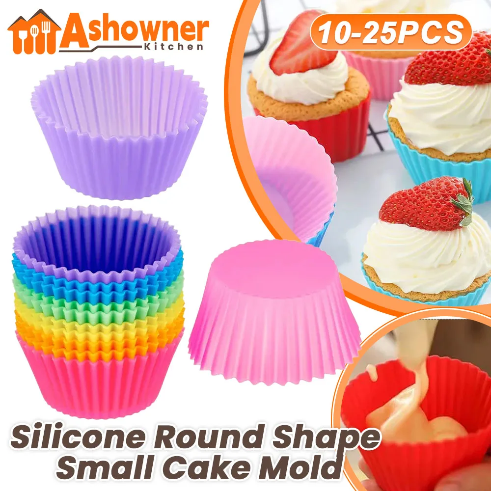 

Silicone Round Shape Small Cake Mold High Temperature Reusable Muffin Cupcake Cup Case DIY Cake Decorating Tools Kitchen Baking