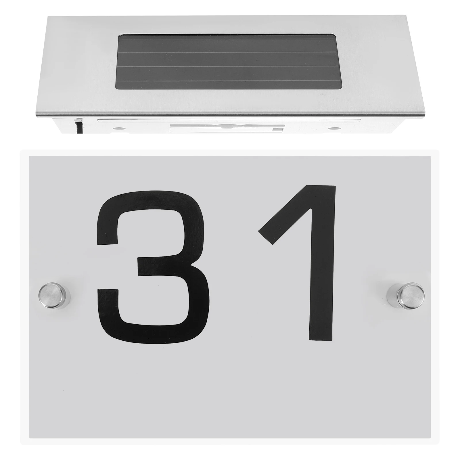 

Solar Powered 4LED White Small Stainless Steel LED Doorplate Light Address Number Sign for Home Outdoor Numbers