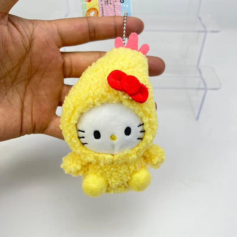 Creative Sanrio Hello Kitty Cosplay Fried Shrimp Doll Keychain Pendant Cartoon Bag Accessories Girls Charm Gift Kids Hobby Toys