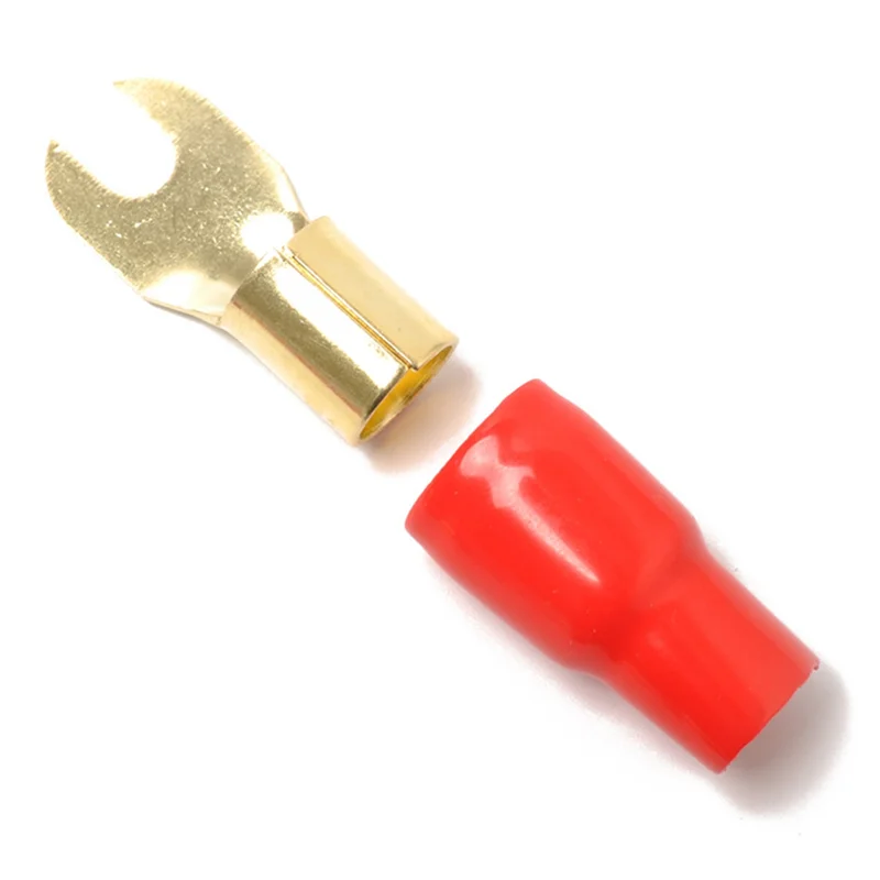 

HFIL-3 Pairs Connectors Copper Gold Plated 0 Gauge Spade Terminal Crimp Crimp Barrier Spades For Speaker Wire Cable