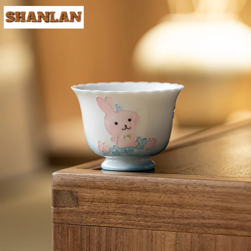 

65ml Hand-painted Cute Little Rabbit Teacup Traditional Tea Bowl Cup For Tea Tea-tasting Personal Cup Chazhan Master Cups Teaset