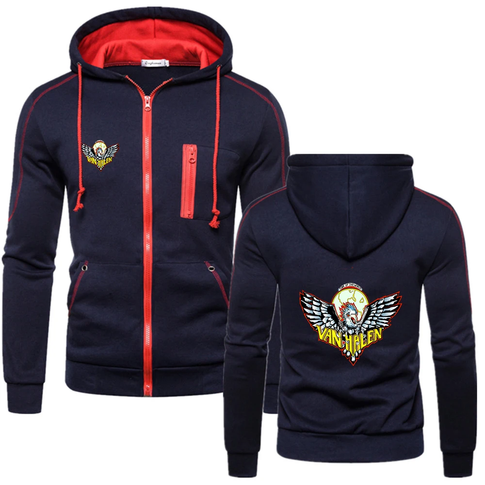 

2024 Spring Autumn Men's Van Halen Logo Printed Fashion Solid Color Outdoor Sports Loose High Street Classic Solid Color Hoodies