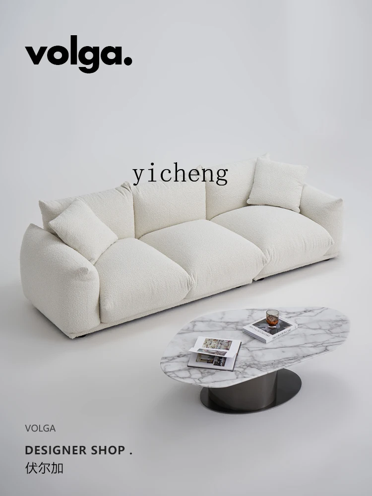 

b13Cream Bread Sofa White Lambswool Straight Row Sofa for Three People