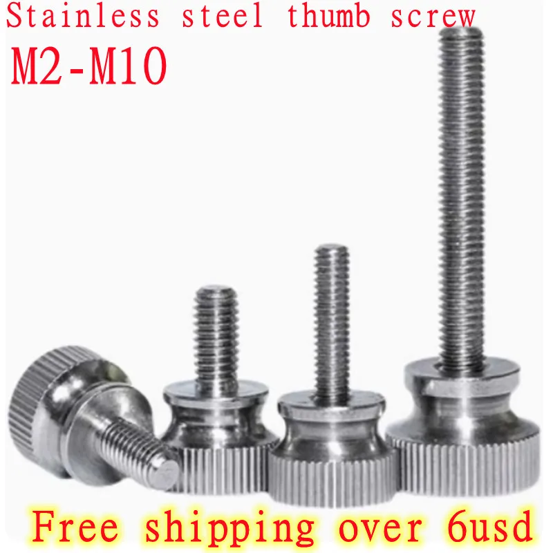 

1/10pcs M2 M2.5 M3 M4 M5 M6 m8 M10 304 Stainless Steel Knurling Head Knurled Thumb Screw Hand Tighten Curtain Wall Lock Screws