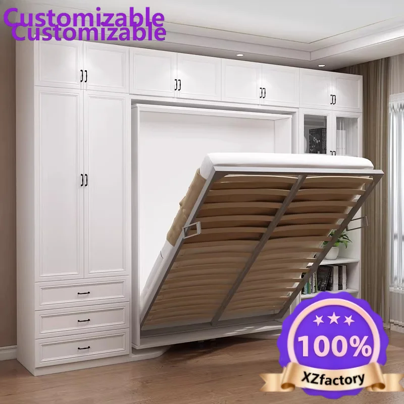 Factory Direct 2026 Top RatedCreative Swivel Desk Cabinet Flip  Invisible Folding Bed Bookcase Combination Multifunctional Wall